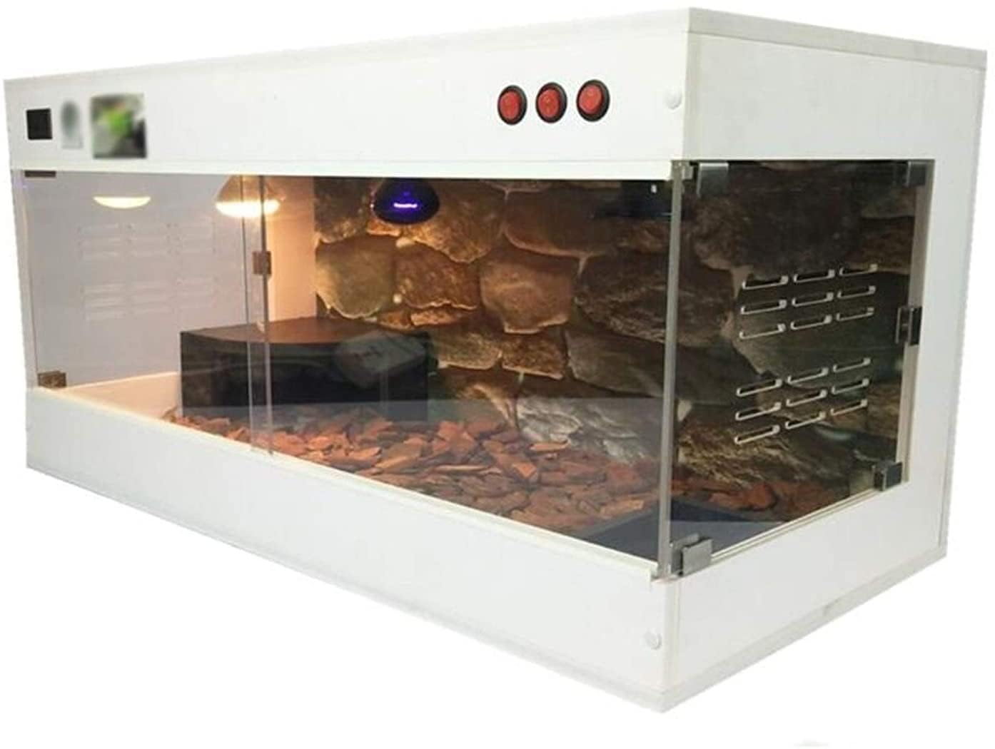 Terrario per rettili, in vetro, per lucertole, gechi, tartarughe e pitoni, con ventilazione e spazio di allevamento