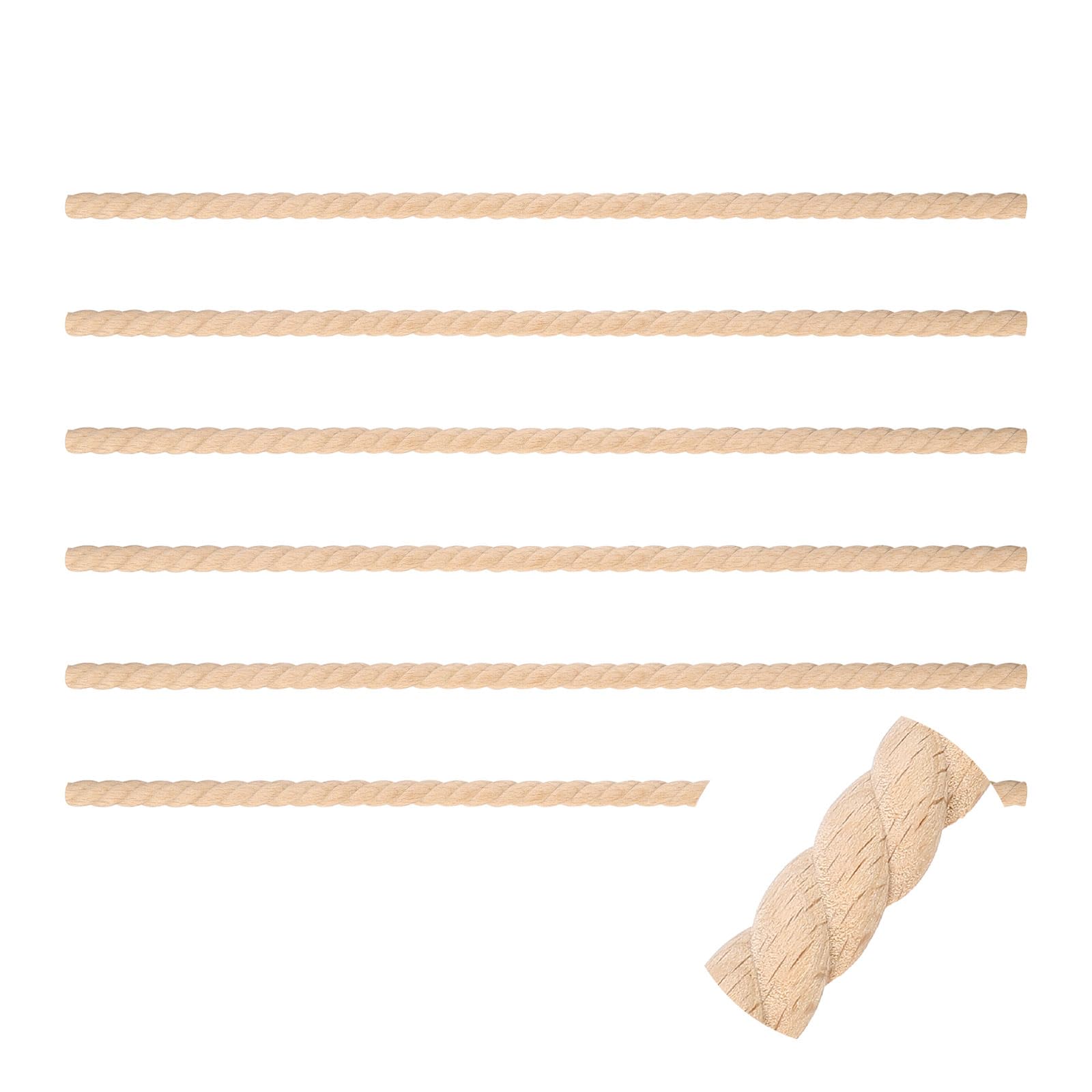 sourcing map 6Pcs 12mm Decorative Wood Trim,Unfinished 3D,Twist — image 1