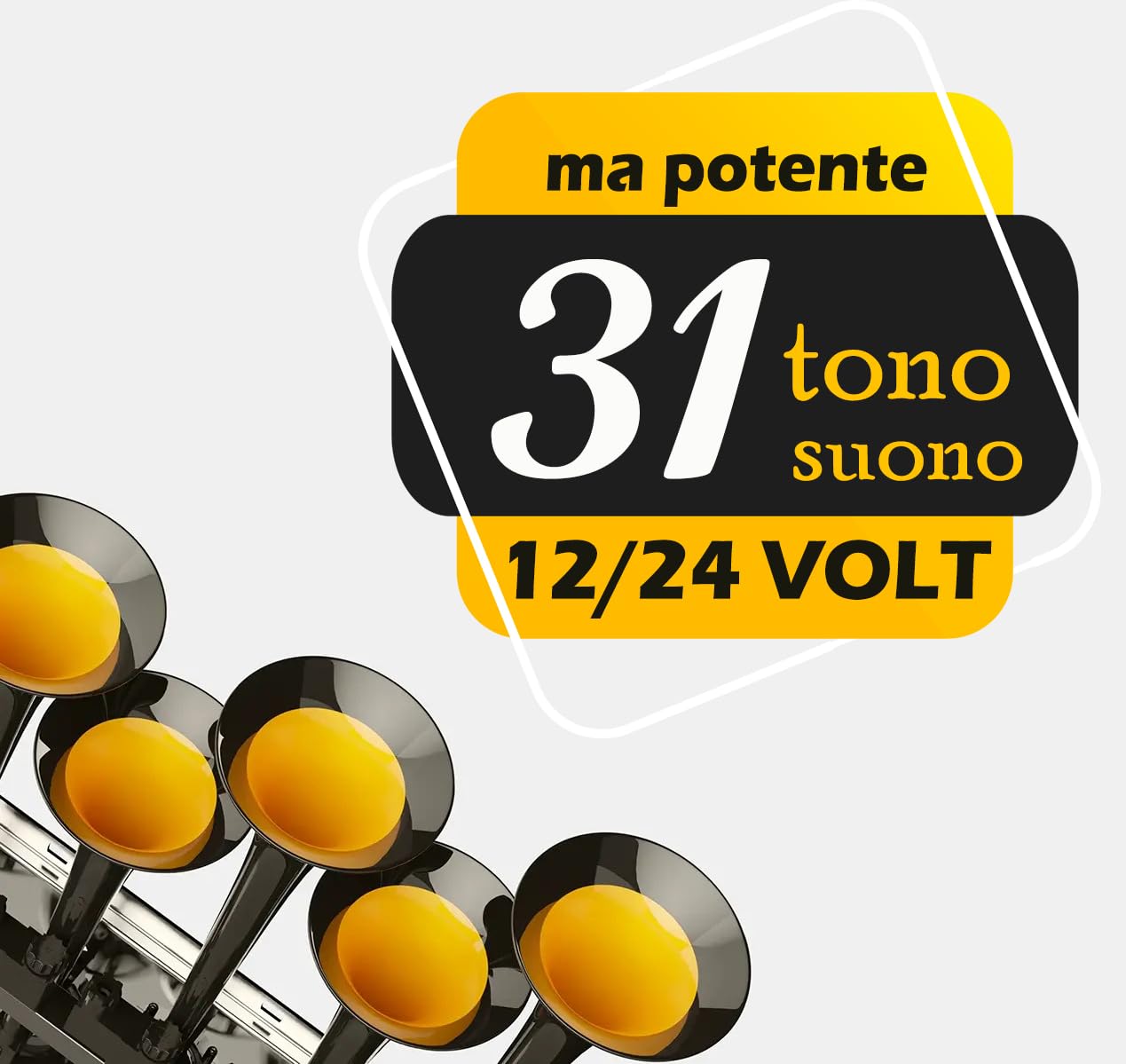 Baby Shark 1.0 | Clacson 12-24 Volts | Musicale Trumpet Klaxon Basuri | 130 Db 31 Melodies | Super Potente Per Camion,Trattore,Agricolo,4x4,Jeep,Bus, Auto,Voiture
