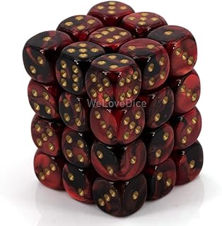 DND Dice Set-Chessex D&D Dice-12mm Gemini Black, Red, and Gold Plastic Polyhedral Dice Set-Dungeons and Dragons Dice Includes 36 Dice – D6