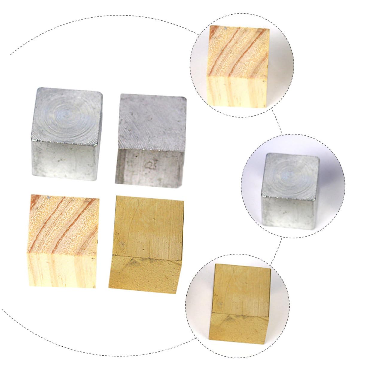 SHINEOFI Ensemble de 4 Cubes de Densité en Fer, Aluminium et Bois Instrument Pédagogique Scientifique pour Expérimentation Physique Collège Blocs de Même Taille pour Mesure Précise