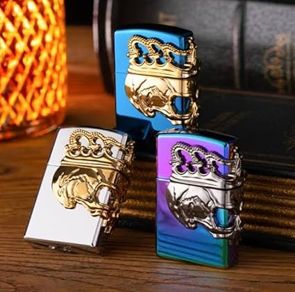SV Entertainment Multicolor Skull Metal Design Pocket Lighter Windproof Stylish Metal Body Eco Environment-Friendly Unique Stylish Travel Friendly