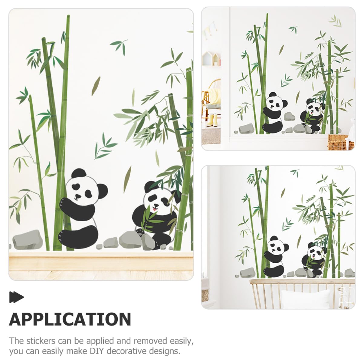 Amosfun 3 Pz Adesivi Murali Panda Arredamento Per La Casa Decalcomanie Per Stanza Dei Bambini Decalcomanie Floreali Per Armadietto Da Muro Di Animali Adesivo Sfondo Muro Pvc