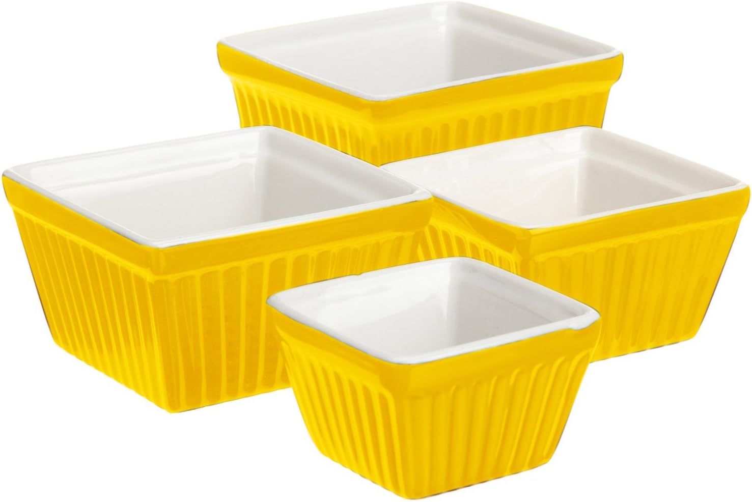 BIA Cordon Bleu Raffia Square Ramekins, 2 Tone, Marigold Yellow, Set of 4 Home