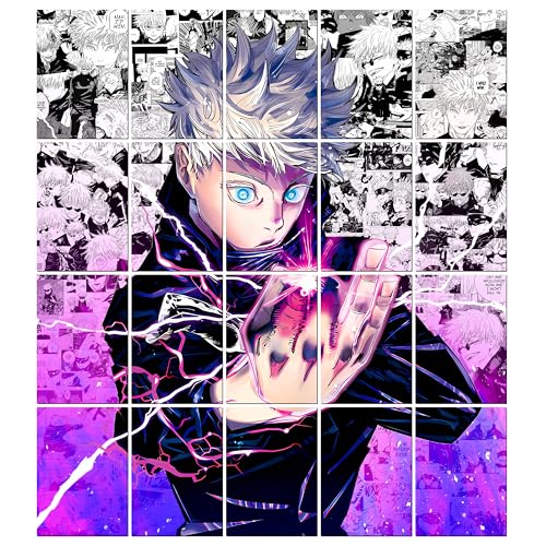 Image of MODERN GALLERY MART Pack of 20 Jujutsu Kaisen Satoru Gojo Manga Poster | A4 Size Anime Wall Art (8.3 x 11.7 inch) | Manga Posters with Glue Dots | Anime Poster for Bedroom, Living Room, Office