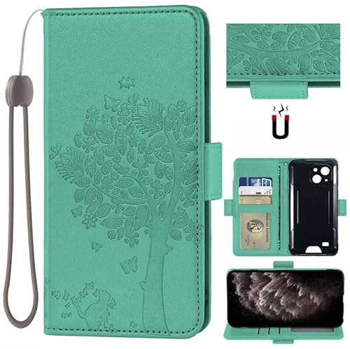 Custodia con protezione della lente Case PU Flip Magnetica Custodiar Portafoglio Cover Per Oukitel WP20 G2 Smartphone con albero pattern verde pelle