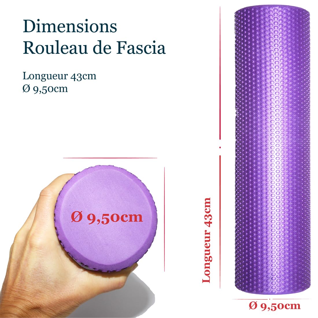 Rouleau de Massage Dos en Mousse EVA; Soft Trigger Point Fascias Foam Roller pour Relaxation et Recuperation Musculaire; Rouleau Massant Yoga Pilates étirement du Dos