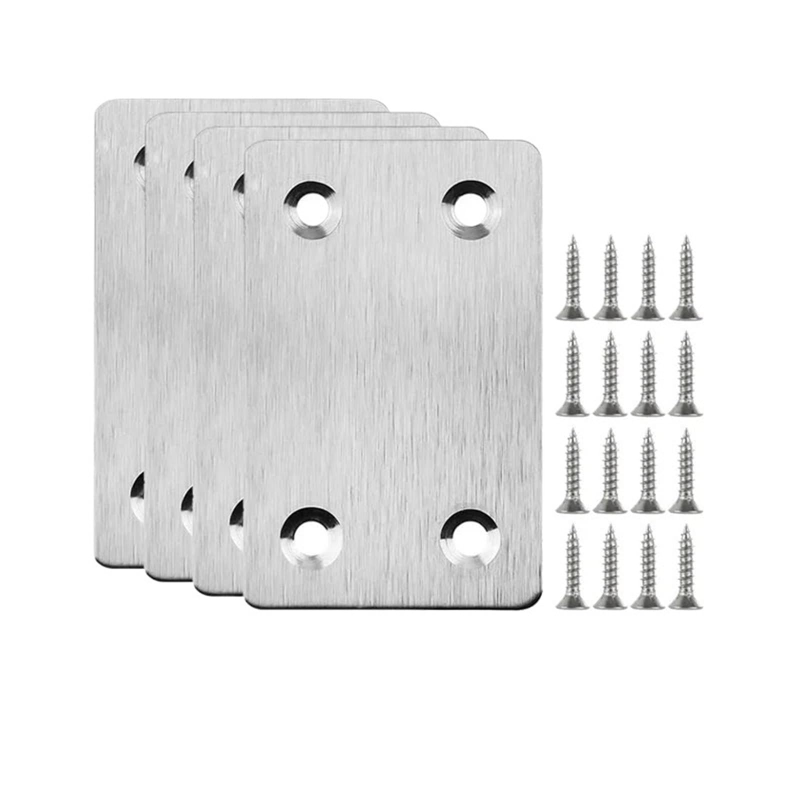 Stainless Steel Flat Bracket Stainless Steel Right Angle Corner Brackets Furniture Repair Shelves Cbinets Mending Plates Fixing Brace for Timber Fixing(4 Sets)