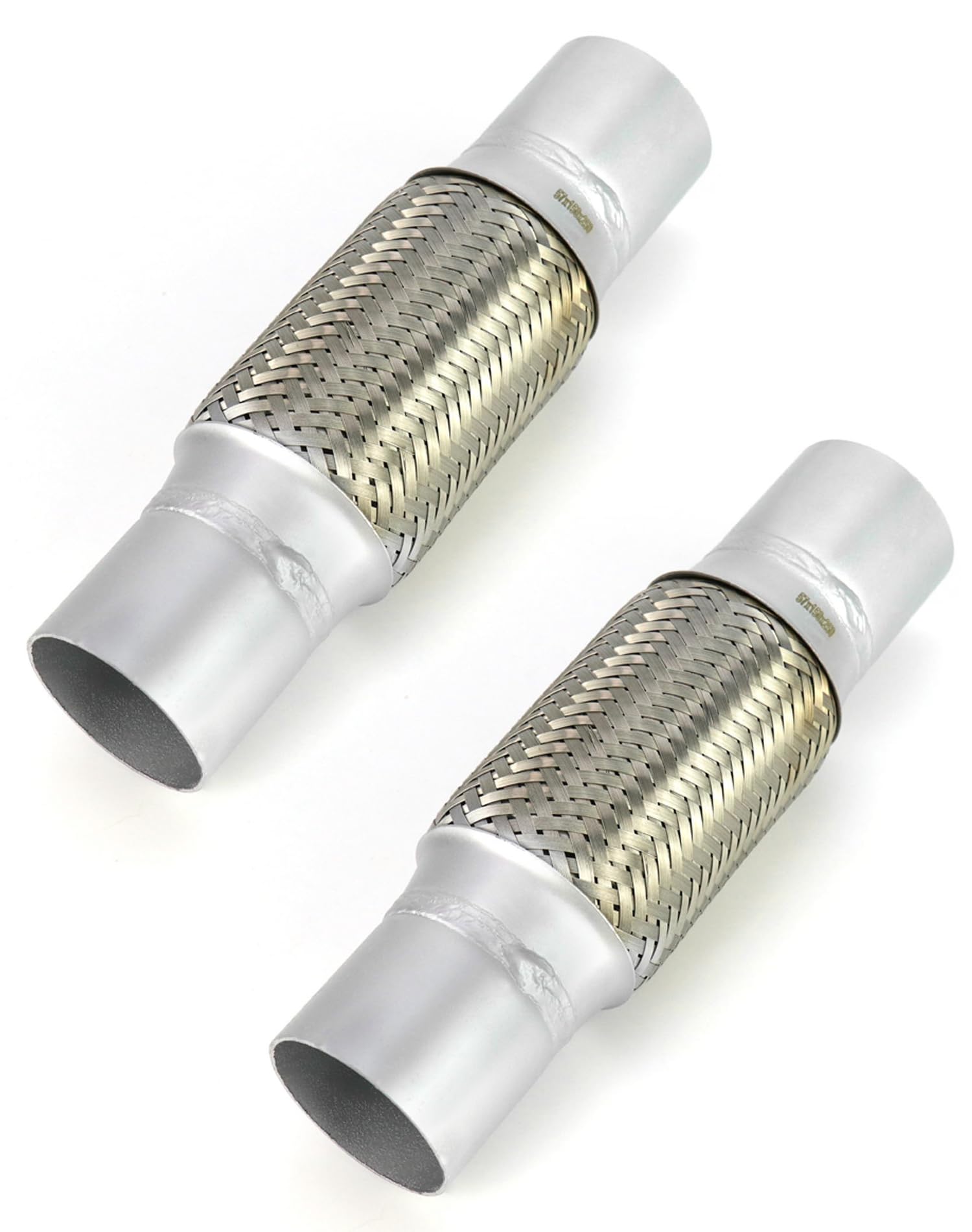 QWORK Exhaust Flex Pipe, 2 Pack, 2.25" x 6" x 10" Long, Stainless Steel, Heavy Duty