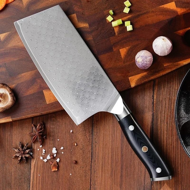 Meat Cleaver, 6.7 Inch Slicing Knife 67-layers Damascus VG10 Steel Blade G10 Handle Sharp Chef Cleaver Kitchen Knives Cutting Vegetables Meat
