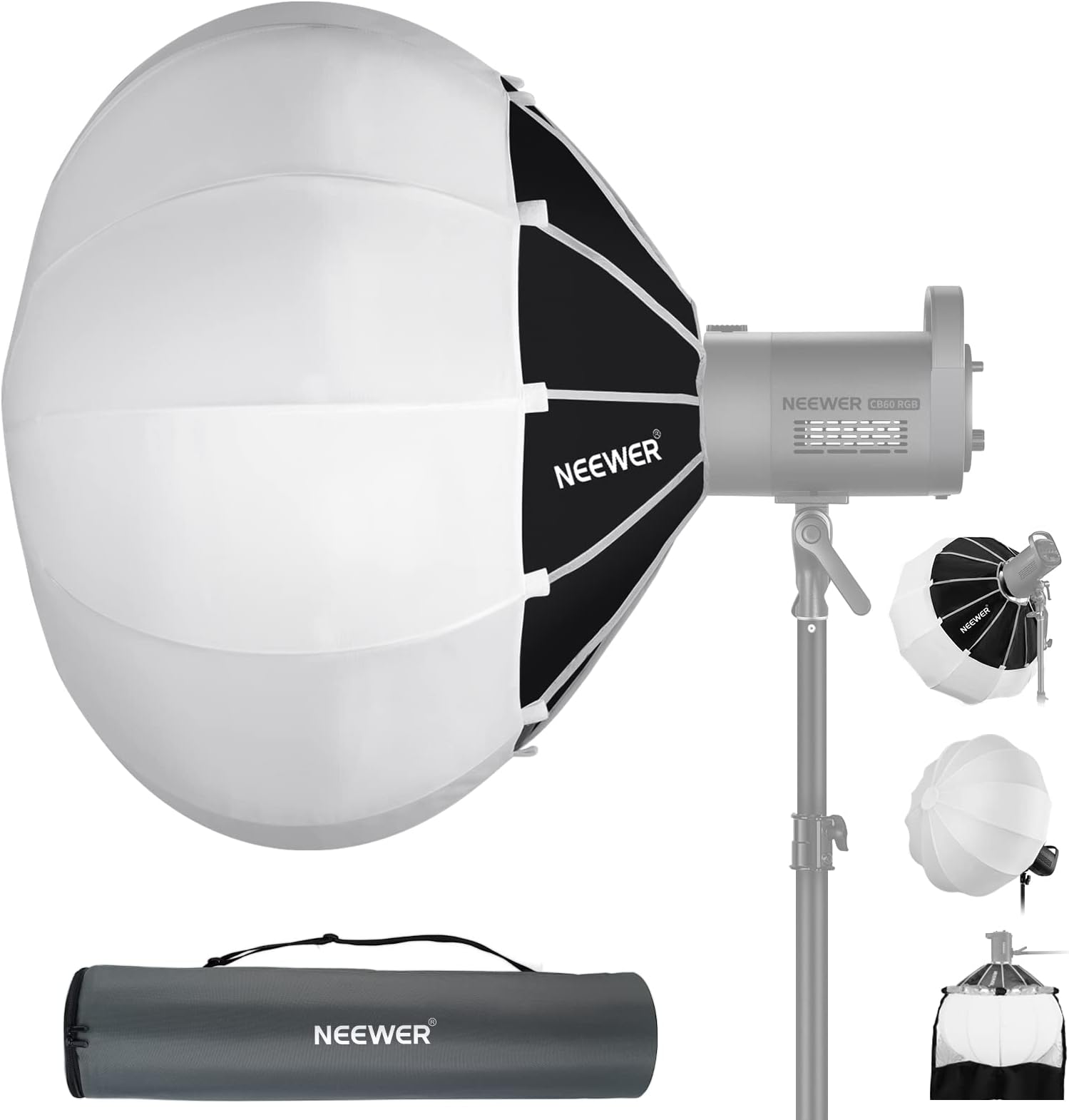 NEEWER 25.6"/65cm Softbox Parabolic Hexadecagon, Quick Setup/Fold Like