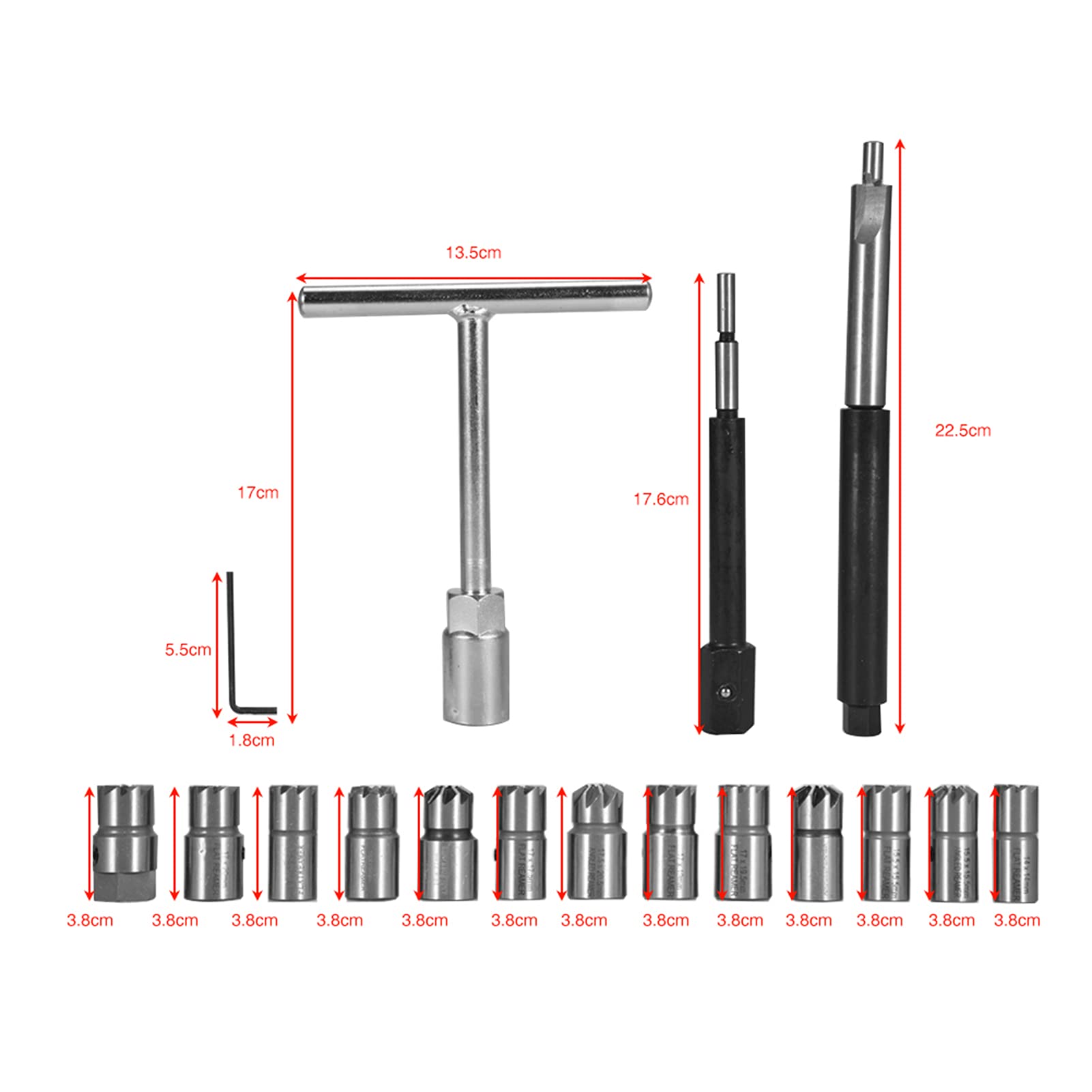Ejoyous 17pcs Wtryskiwacz Zestaw Cleaner Cleaner Remover Universal Tool Kit Garaż Pełny Zestaw Narzędzi Zapobiega Wszechstronnemu Użyciu Efektywne Czyszczenie Zorganizowane Przechowy