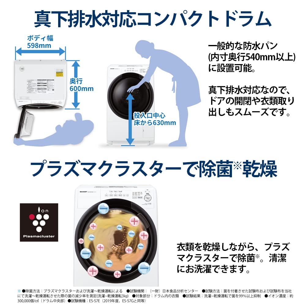 Amazon | シャープ ドラム式 洗濯乾燥機 ES-S7G-WR ヒーターセンサー 