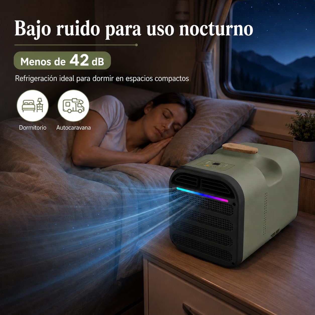 Aire Acondicionado Sin Unidad Exterior 4500BTU 5200BTU Portátil 8-10m² Green-220V | Sin unidad exterior ni instalación. Aire acondicionado portátil 1500W 5200BTU. para hogar,oficina,camping y pequeños espacios