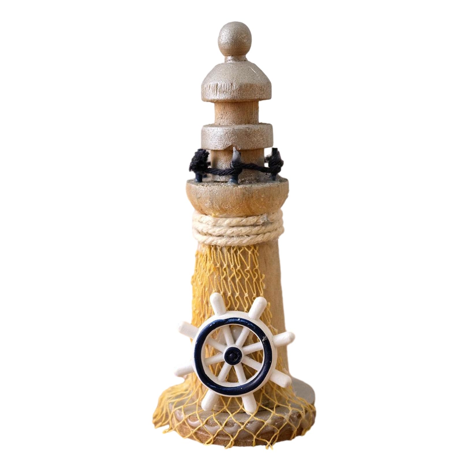 tabecou Rustic Lighthouse Figurine, Nautical Lighthouse Ocean Beach Sculpture, Handcrafted Coastal Centerpiece for Mantel Bookshelf
