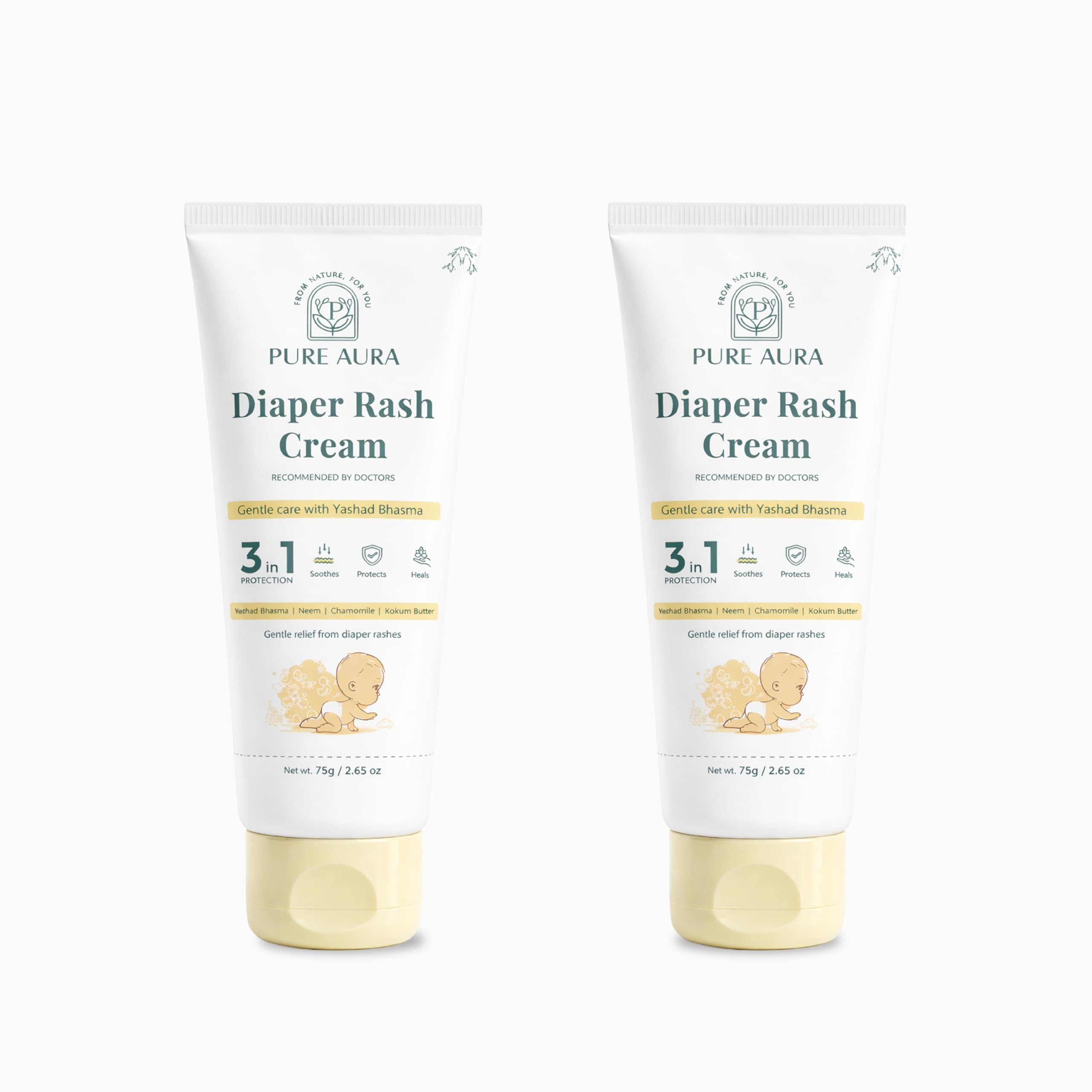 Pure Aura Baby Diaper Rash Cream (Pack of 2, 100gm Each) | Ayurvedic Healing Formula | Natural & Chemical-Free | Safe for Newborns | Soothes, Heals & Protects Sensitive Skin | Doctor Recommended | Value Pack for Daily Use-image-24