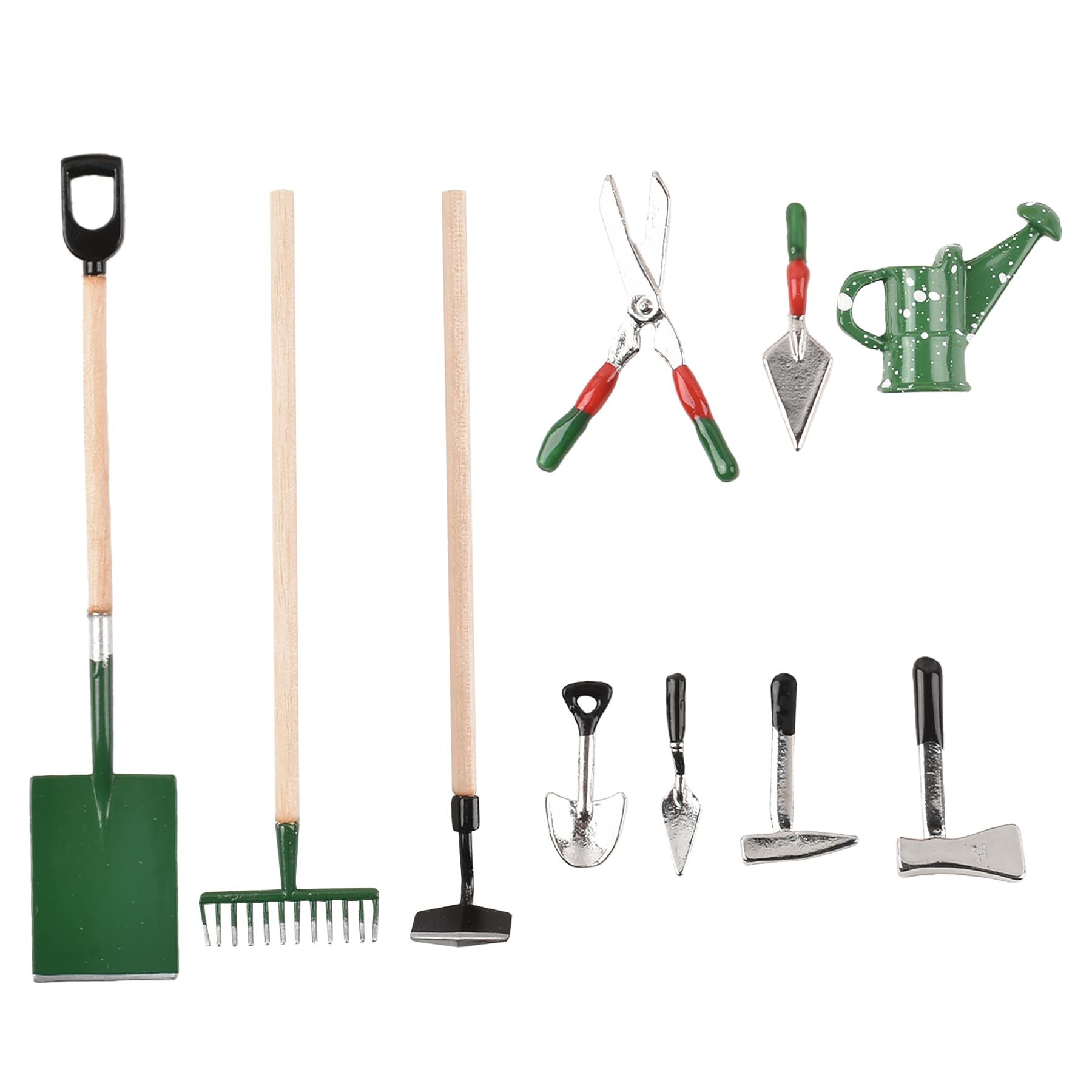 HUIANER Miniature Garden Tools 10pcs Mini Farm Tools Garden Rake Zen Shovel Model 1:12 Miniature Farm Tools Dollhouse Accessories