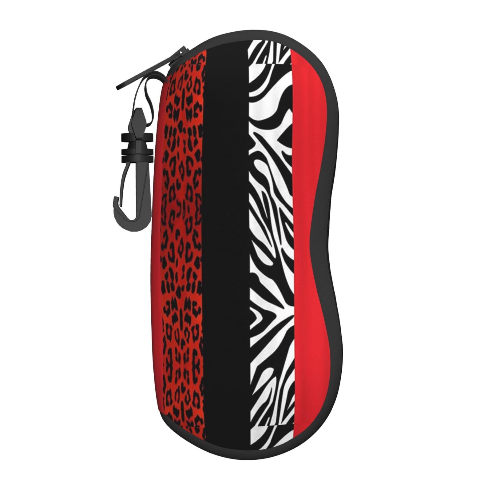 Buuloo Unisex Red Leopard And Zebra Animal Soft Sunglasses Case, Zip Eyeglasses Pouch, Portable Eyeglasses Pouch (With Hook), For Women, For Men, Holiday Gifts, Etc.