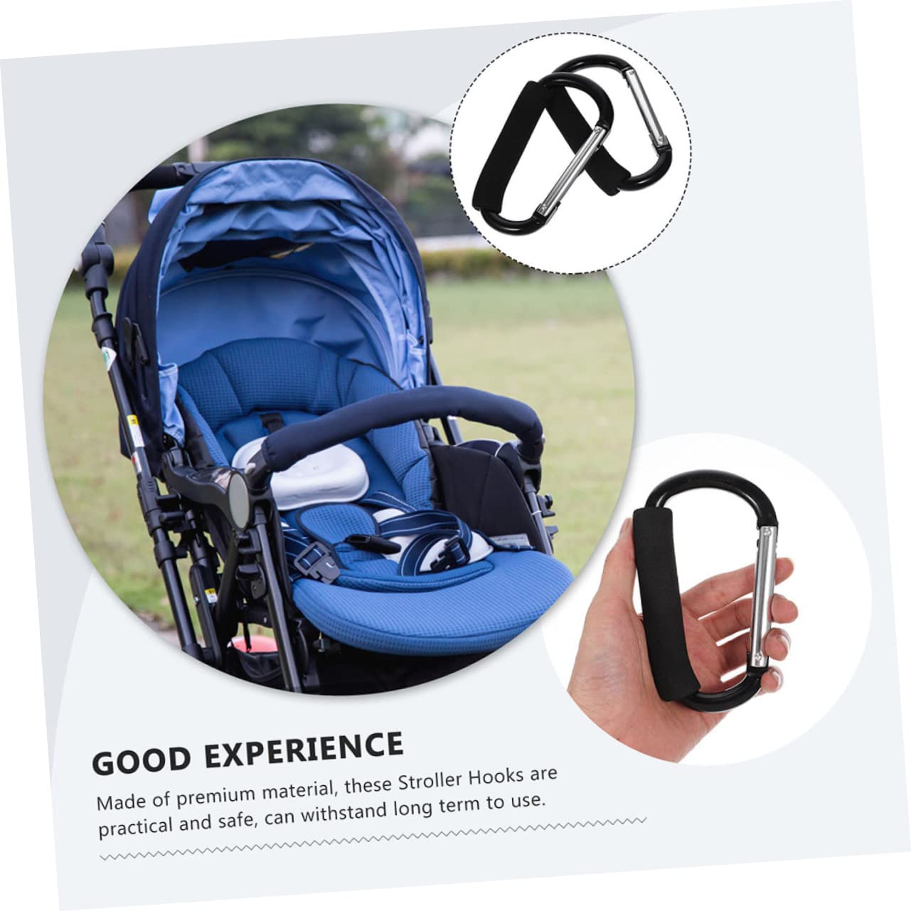 Abaodam 3pcs Durable Stroller Hooks for Bags Multi-Function Carabiner Clips for Diaper Bags and Shopping Practical Stroller Accessories for Parents The Go