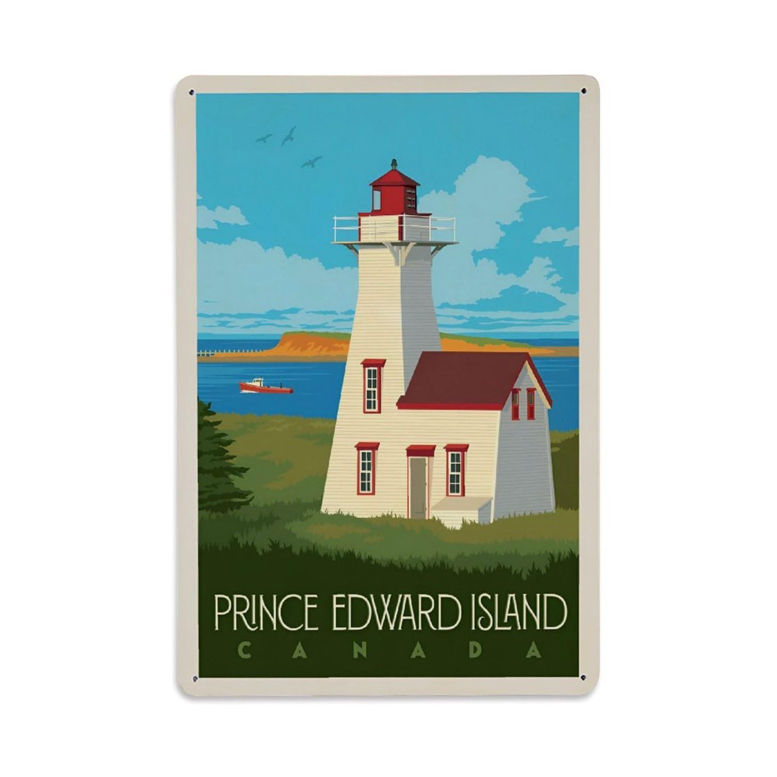 Vintage Trave Poster Canada Prince Edward Island Metal Tin Sign Wall Decor for Cafe, Club, Garden Metal Poster 8x12Inch
