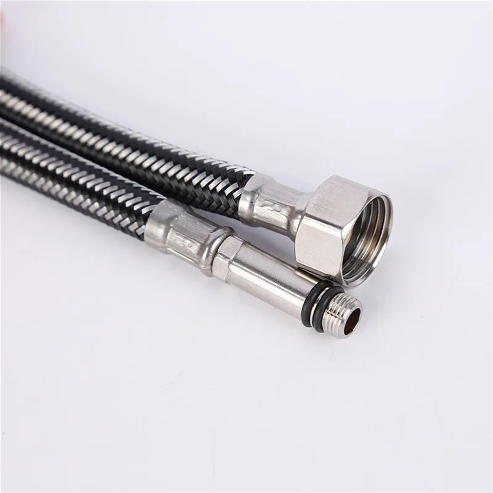 Manguera trenzada de acero inoxidable, paquete de 2 tubos de nailon termoresistentes para grifos de cocina y baño, tubo de agua flexible G1/2, a prueba de fugas