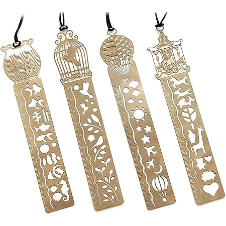 Amupper Metal Bookmarks Ruler Set,Pack of 4: Amazon.co.uk: Office Products