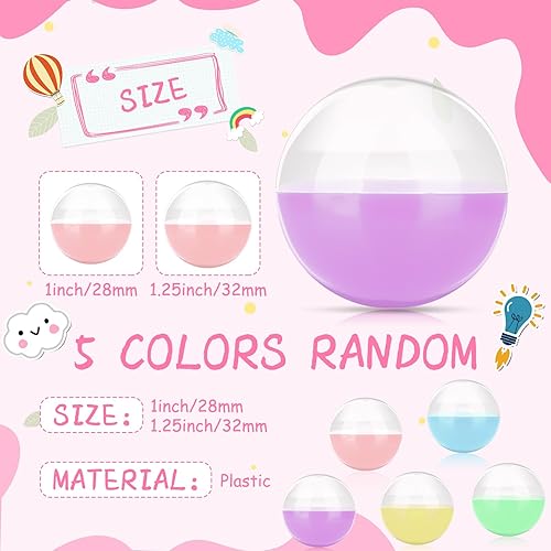 Miniatura 2 de Libima 300 cápsulas de máquina de chicles redondas de 1.1 pulgadas y 1.25 pulgadas, cápsulas de máquina expendedora, bolas transparentes vacías,