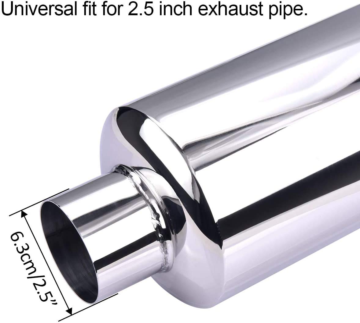 Silenciador O Tubo De Escape Universal De Acero Inoxidable 2.5″ Entrada Y 4″ Salida – Hiwowsport 18.6″