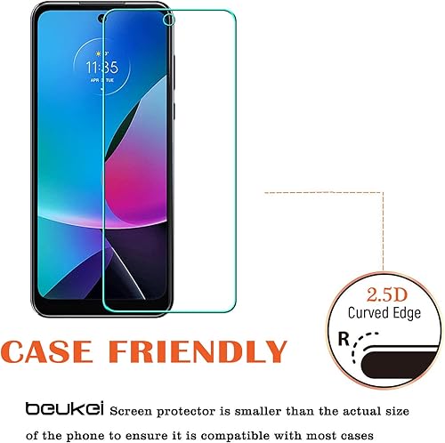 Miniatura 4 de Protector de pantalla de vidrio templado compatible con Motorola Moto G Play (2023), sensible al tacto, compatible con fundas, dureza 9H (paquete de