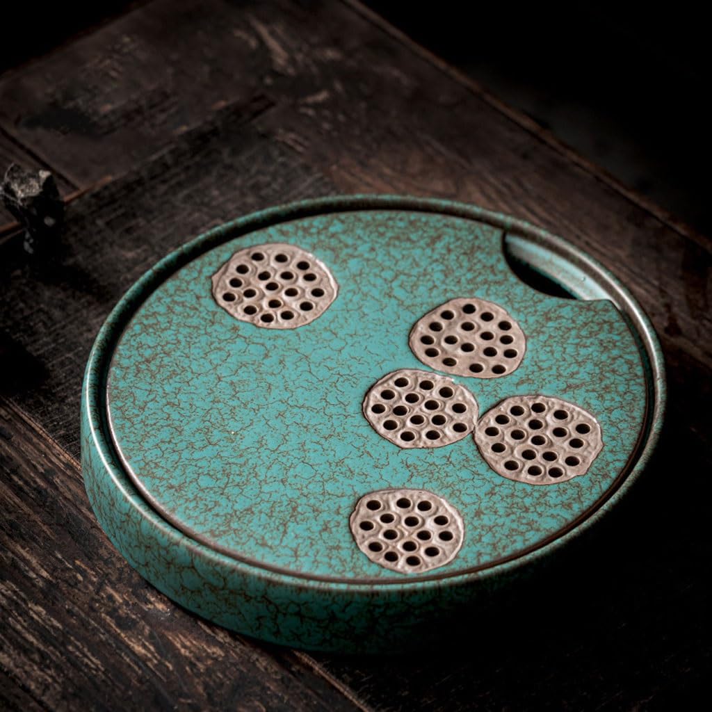 Taca na herbatę, kreatywny design, okrągła, duża, ceramiczna, sucha taca na herbatę, zestaw do herbaty Kung Fu, uchwyt na garnek, dekoracja na ceremonię herbacianą