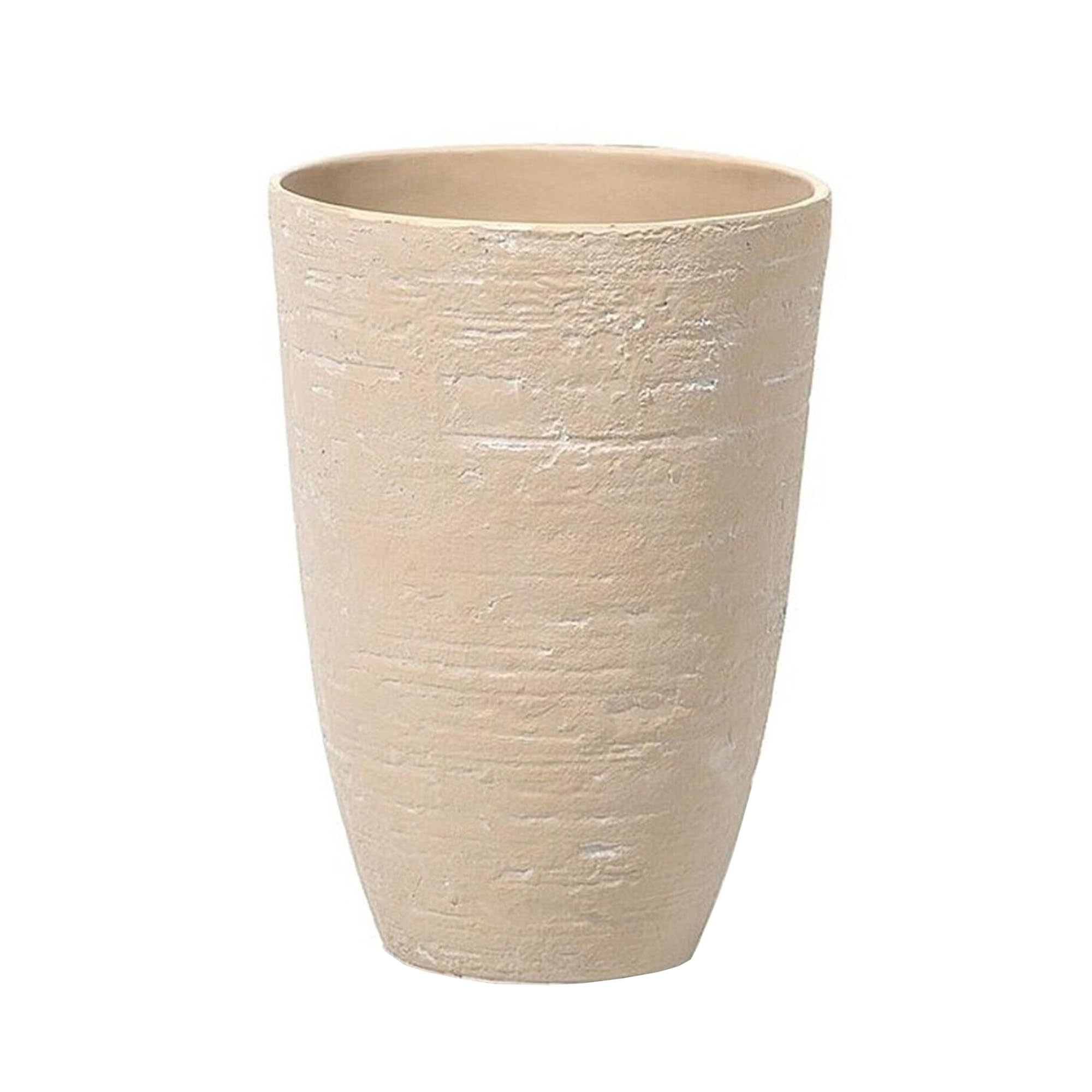 Lot de 2 Pots de Fleurs Jardin en Forme de Vase Haut en Pierre Beige Camia