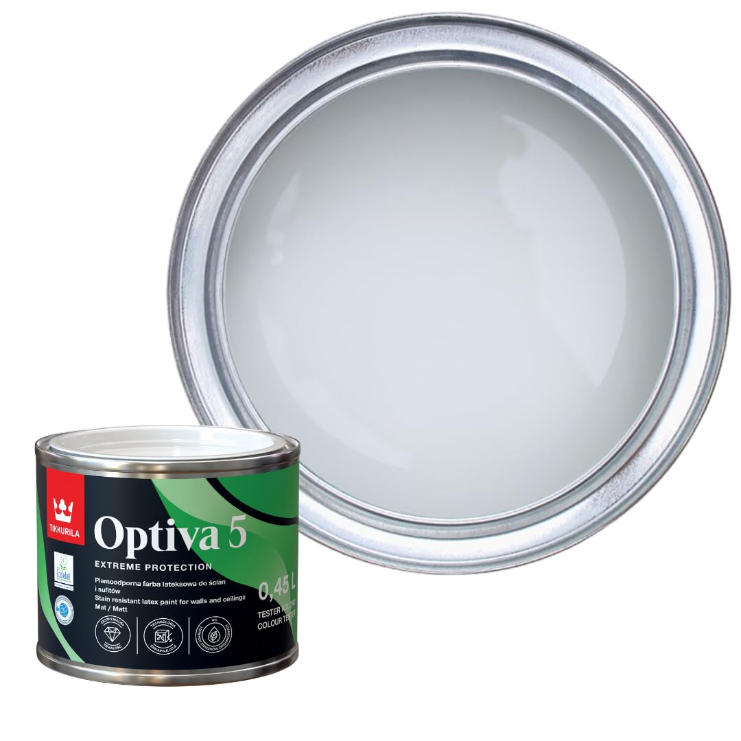 TIKKURILA Optiva 5 Matt Emulsion Paint – Durable, Scrubbable & Easy-Clean for Walls and Ceilings | Zero VOC - 0.5L Prince G490 — image 1
