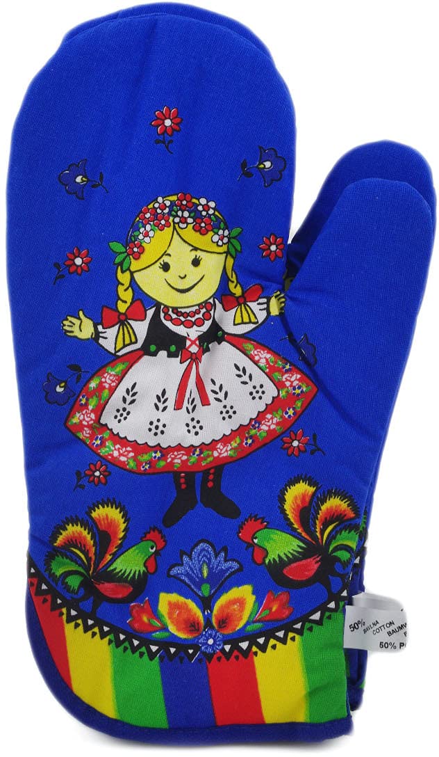 Authentic Polish Pottery Oven Mittens (Folk Dancers Theme) - Handmade Stoneware With Certificate - View #3