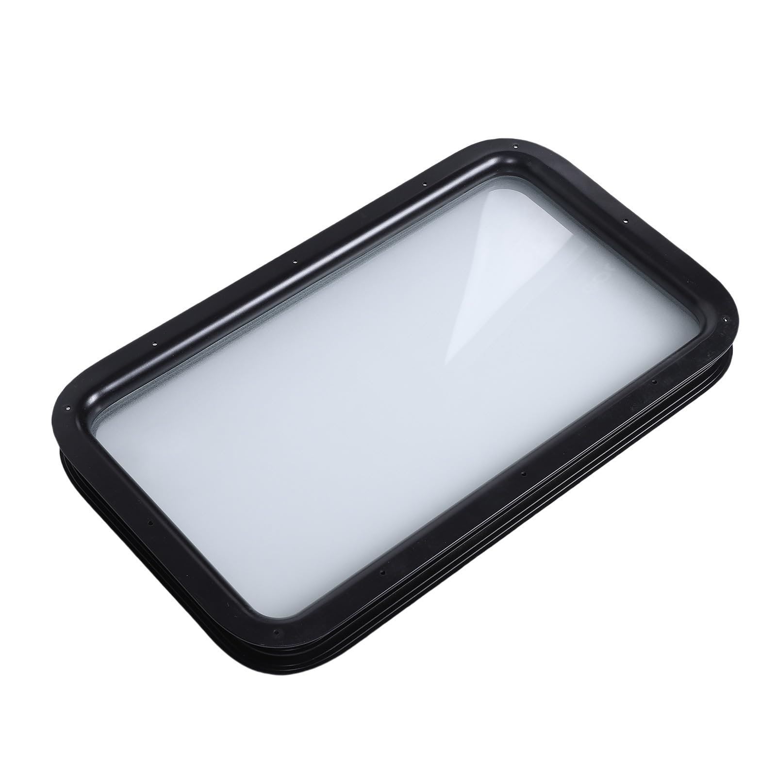 Fockety Fenêtre de Porte d'entrée pour VR (12 po L x 21 po H) avec Cadre Noir, Verre Opaque dépoli, Remplacement de fenêtre pour Caravane, remorque de Voyage ou Camping-Car