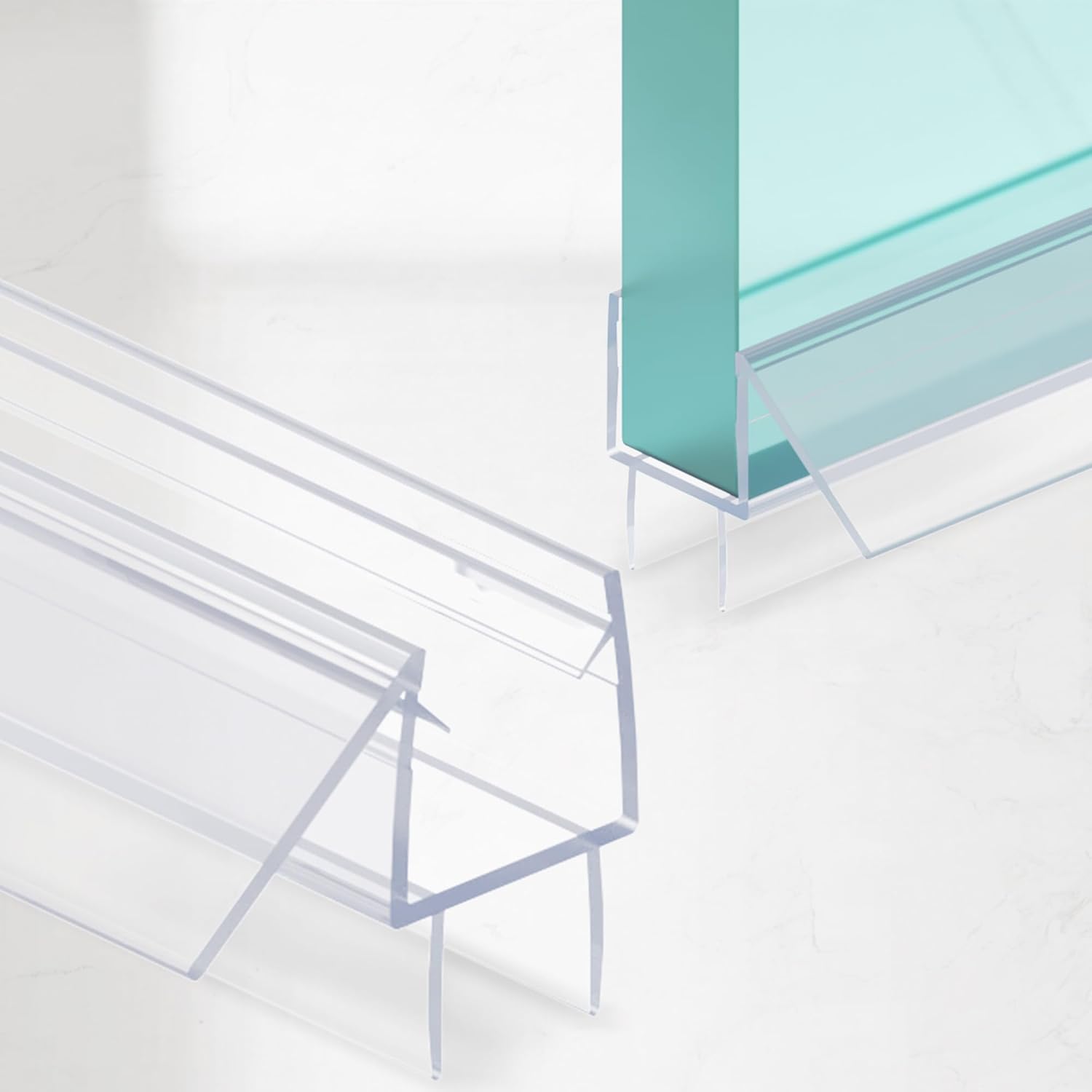 2-Pack Shower Door Bottom Seal, (1/2" x 36") Ultra Clear Glass Shower Door Seal Strip, Stop Leaks and Create a Water Barrier