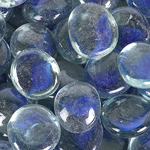 Image of Color Stone Decorative Shiny Glossy Flower Glass Pebbles for Vase Fillers Plant Pots Home Table Garden & Outdoor Decoration (Clear Blue Leaf 4Kg)