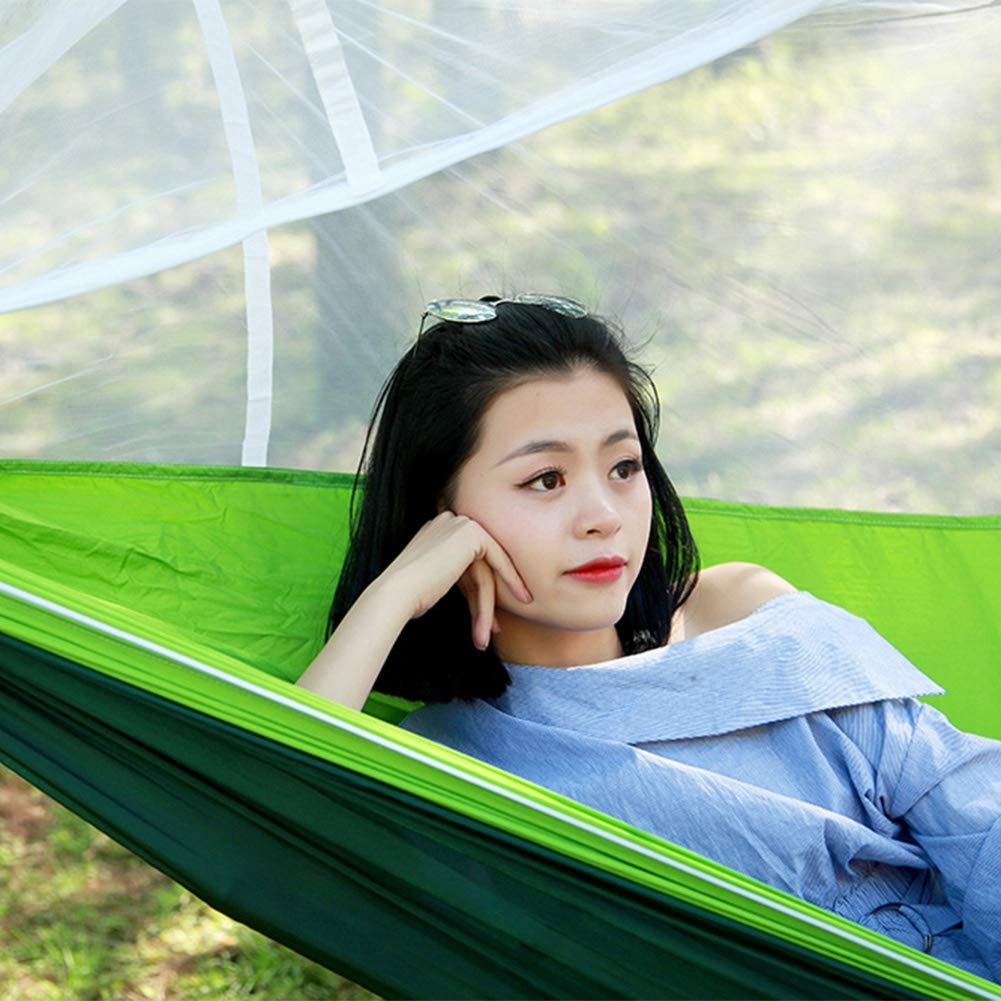 Wakects Amaca da Campeggio Amaca Portatile in Nylon 210T 260 X 140 Cm con Zanzariera Doppia Cerniera Capacità 441 Libbre Cinghie per Albero per Campeggio Viaggi Spiaggia Cortile Adulti (Zanzariera