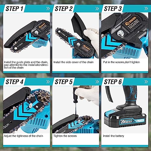 Saker Mini Chainsaw,4 Inch Portable Electric Chainsaw Cordless Bar,2025 Upgrade Small Handheld Chain Saw for Tree Branches,Courtyard, Household and Garden(Only Guide Bar Replacement of Chainsaw)