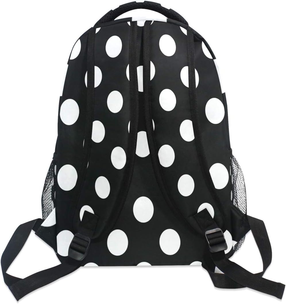 ALAZA Black White Polka Dot Backpack Daypack School Bag Travel Shoulder Bag for Students Boys Girls