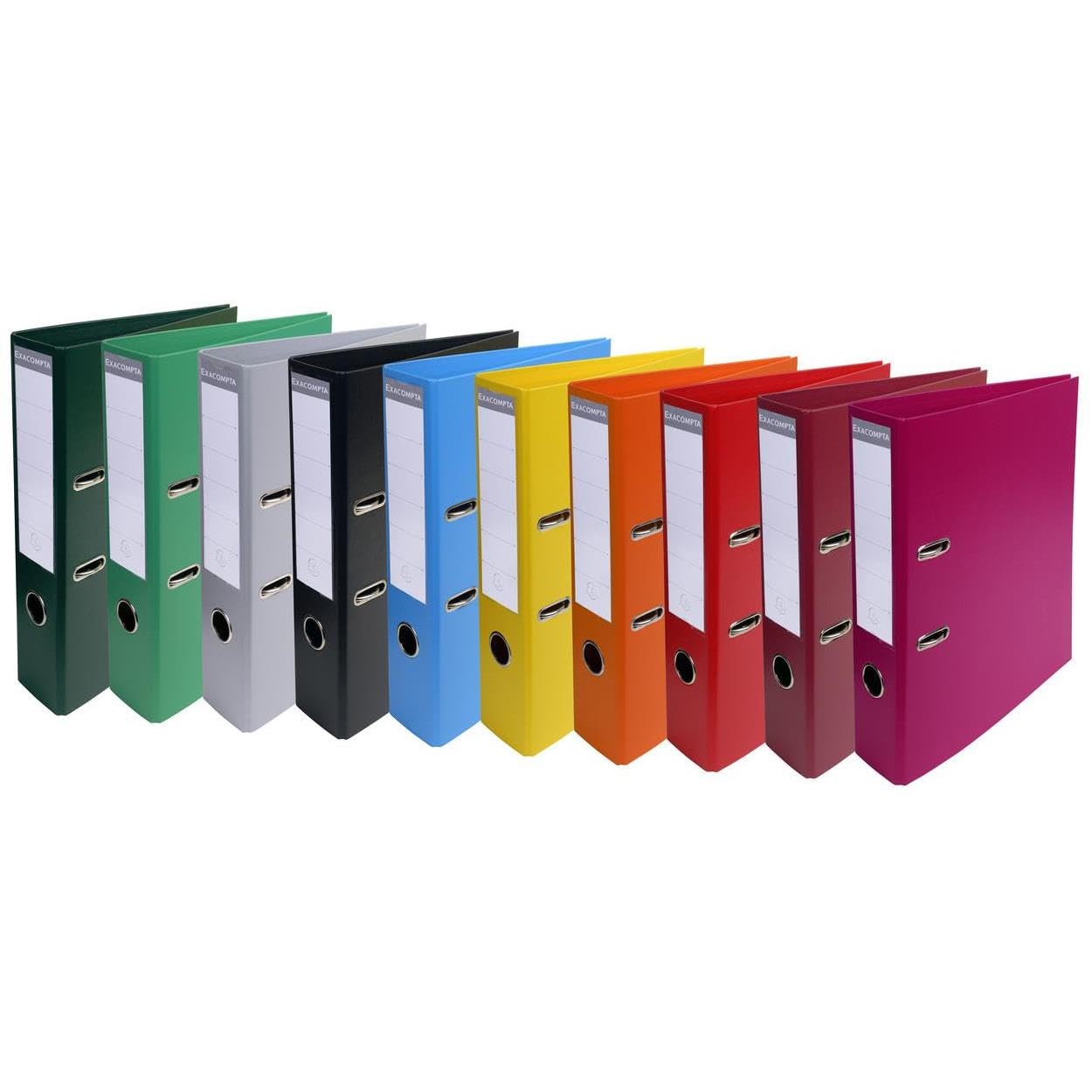 Aktenordner, A4, Rücken 70 mm, PVC-Beschichtung, verschiedene Farben (10 helle Farben) – 10 Stück