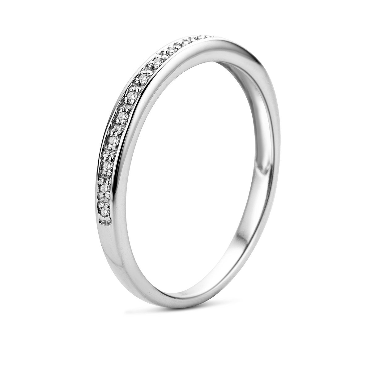 Orovi, anello per donna, anello nuziale, in oro bianco o oro giallo, 9 carati (375), brillanti da 0,05 ct, carati, anello di fidanzamento, anello di fidanzamento con diamanti