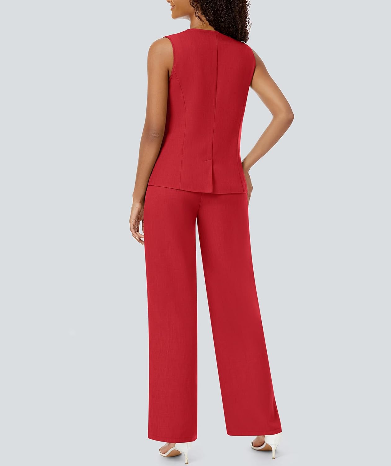 Casly Lamiit Women's 2 Piece Outfit Spring 2026 Sleeveless Suit Vest and Wide Leg Pants Business Casual Travel Blazer Sets - Image 4