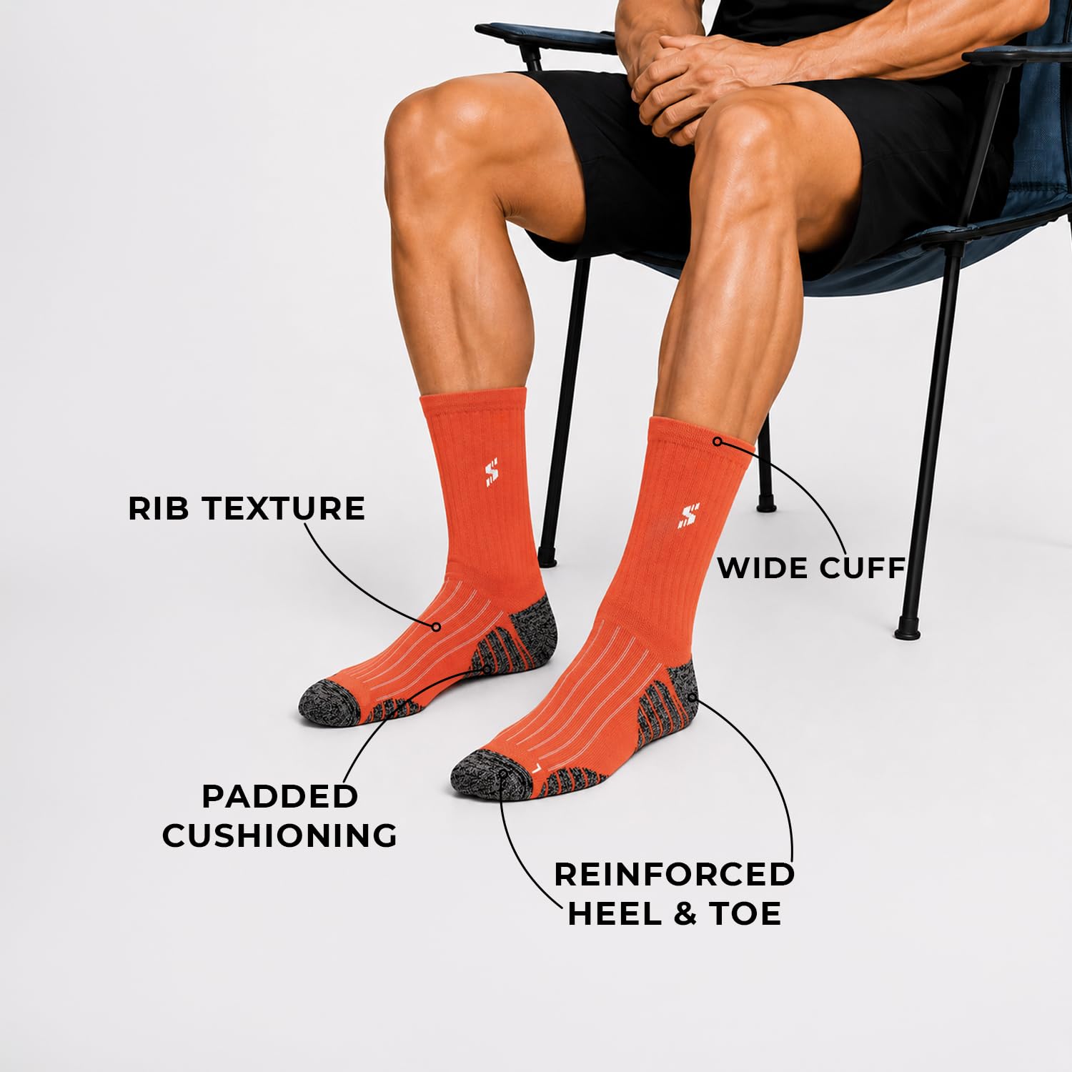 Supersox Calf Length Sports Socks for Man | Cotton Rich Breathable Fabric | Moisture Absorbant & Odour Resistant | Thick Cushioned Sole for Comfort | Running, Gym & Sports Wear | Pack of 3 3