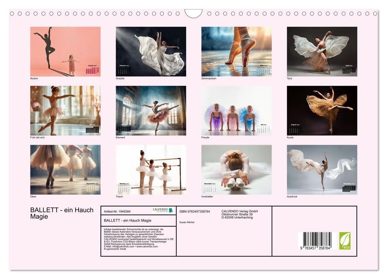 BALLETT - ein Hauch Magie (Wandkalender 2026 DIN A3 quer), CALVENDO Monatskalender: Eleganz und Anmut des Tanzes (CALVENDO Kunst)