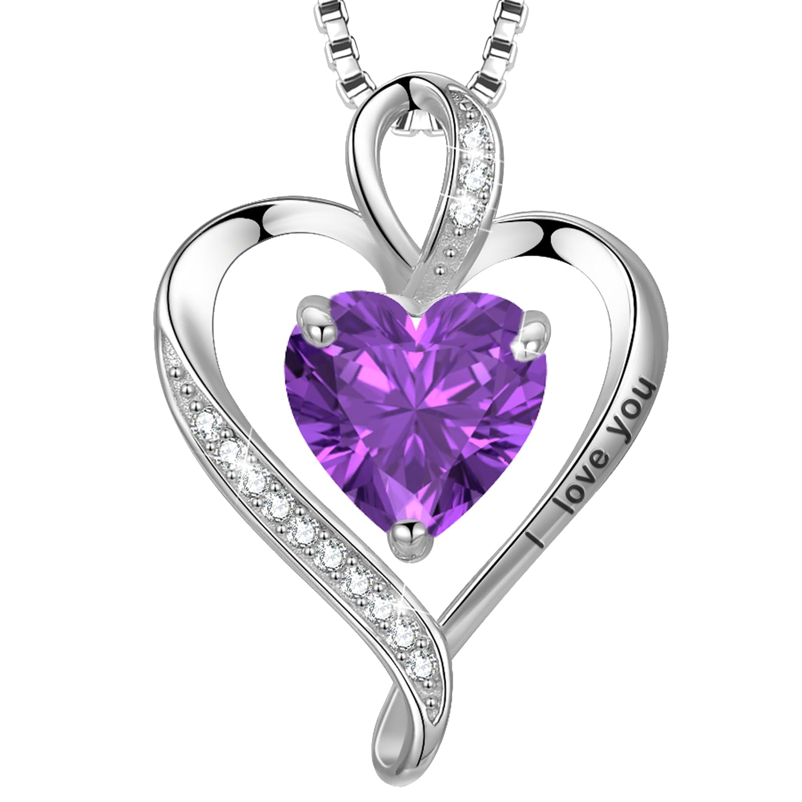 LAVUMO Herz Kette Damen Silber 925 Echt/Messing I love you Halskette Damen Personalisierter Schmuck Geschenke für Frauen Frau MaMa Freundin an Geburtstags Valentinstag Muttertag Mit Rose Geschenkbox