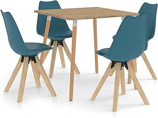 WooDlan Juego de 4 sillas de Comedor con Respaldo y Patas de Metal Resistente de Estilo de Madera para salón, Sala de Estar, Cocina, Oficina y Restaurante, Turquesa