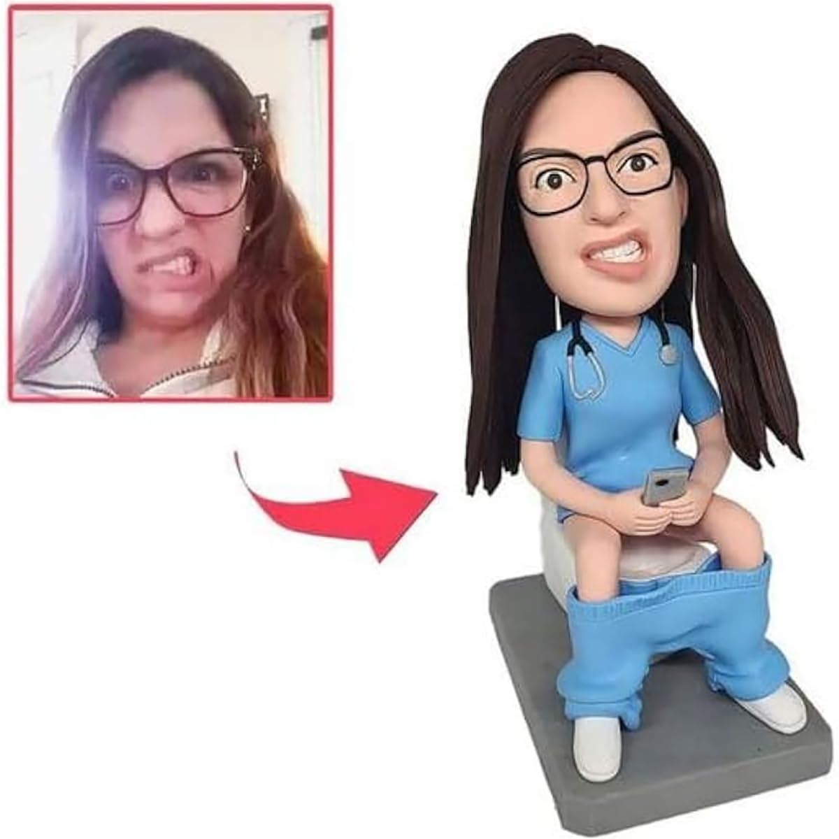 Statuetta Bobblehead personalizzata - Squisito regalo di compleanno fatto a mano per fidanzato, fidanzata, papà, mamma, capo, ufficio, collega, coppia e famiglia