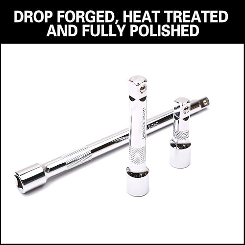 Miniatura 15 de HORUSDY Juego de 20 barras de extensión de zócalos, 1/4", 3/8" y 1/2", juego de extensión de zócalo de accionamiento universal, acero CR-V