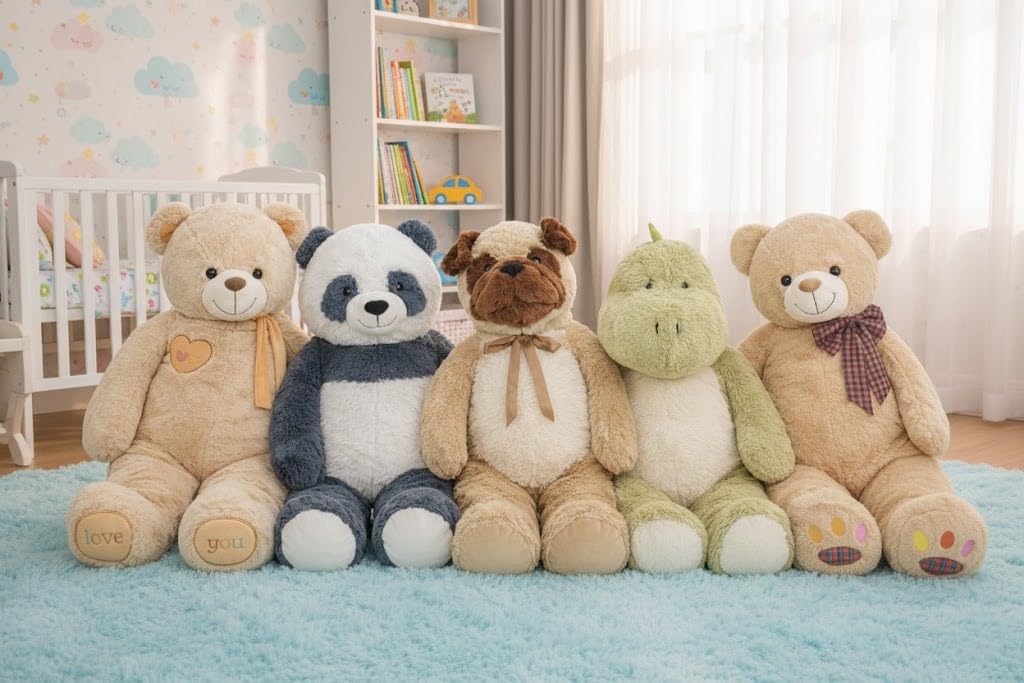 Creaciones Llopis – Oso y Perro de Peluche Gigante 140 cm – Animales de Peluche Grandes – Varios Modelos y Colores (Oso Love Beis)
