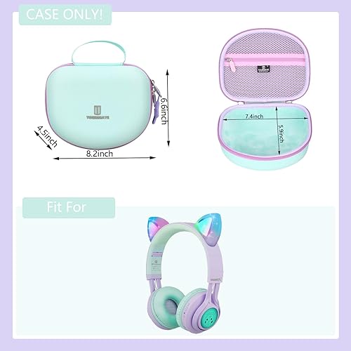 Miniatura 4 de Estuche de viaje duro para Riwbox CT-7 CT-7SiClever HS01FosPower Cat Ear LED Light Kids Auriculares inalámbricos, bolsa de almacenamiento protectora